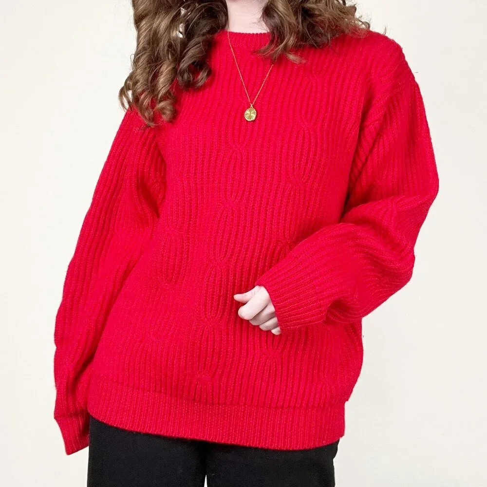 Vintage 100% Wool Fisherman Sweater Cable Knit Chunky Slouchy Oversized Luxury - Picture 6 of 6